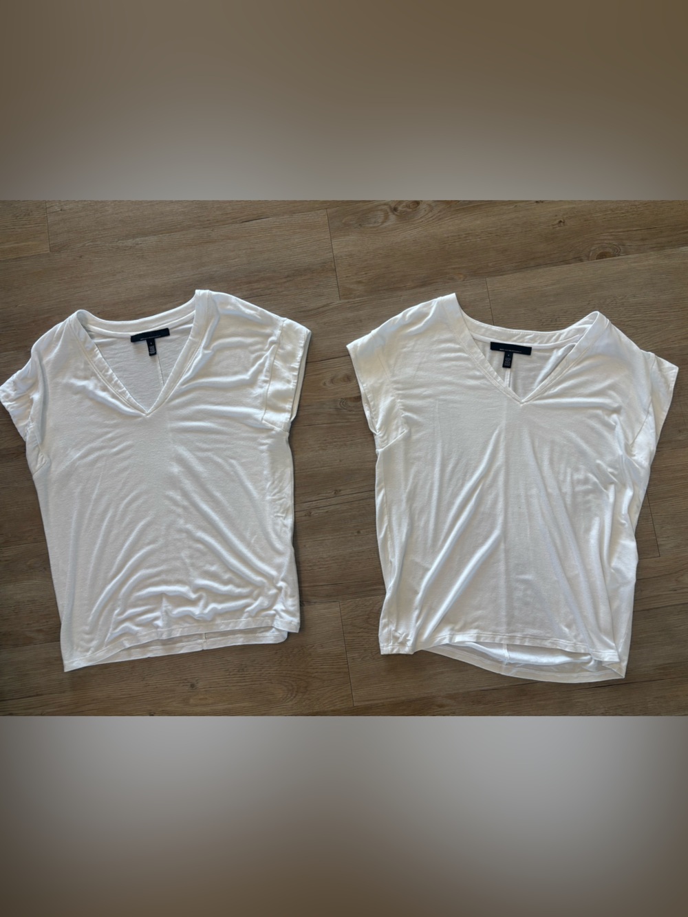 Set of 2- White House Black Market Women’s White V-Neck Short Sleeve Tee